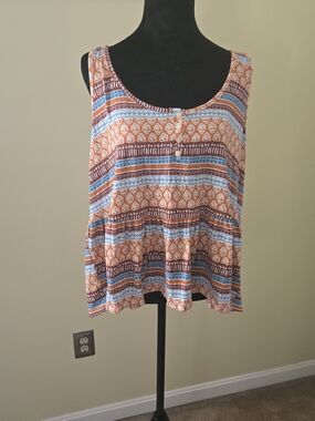 torrid Rust and Blue Striped Tiered Tank